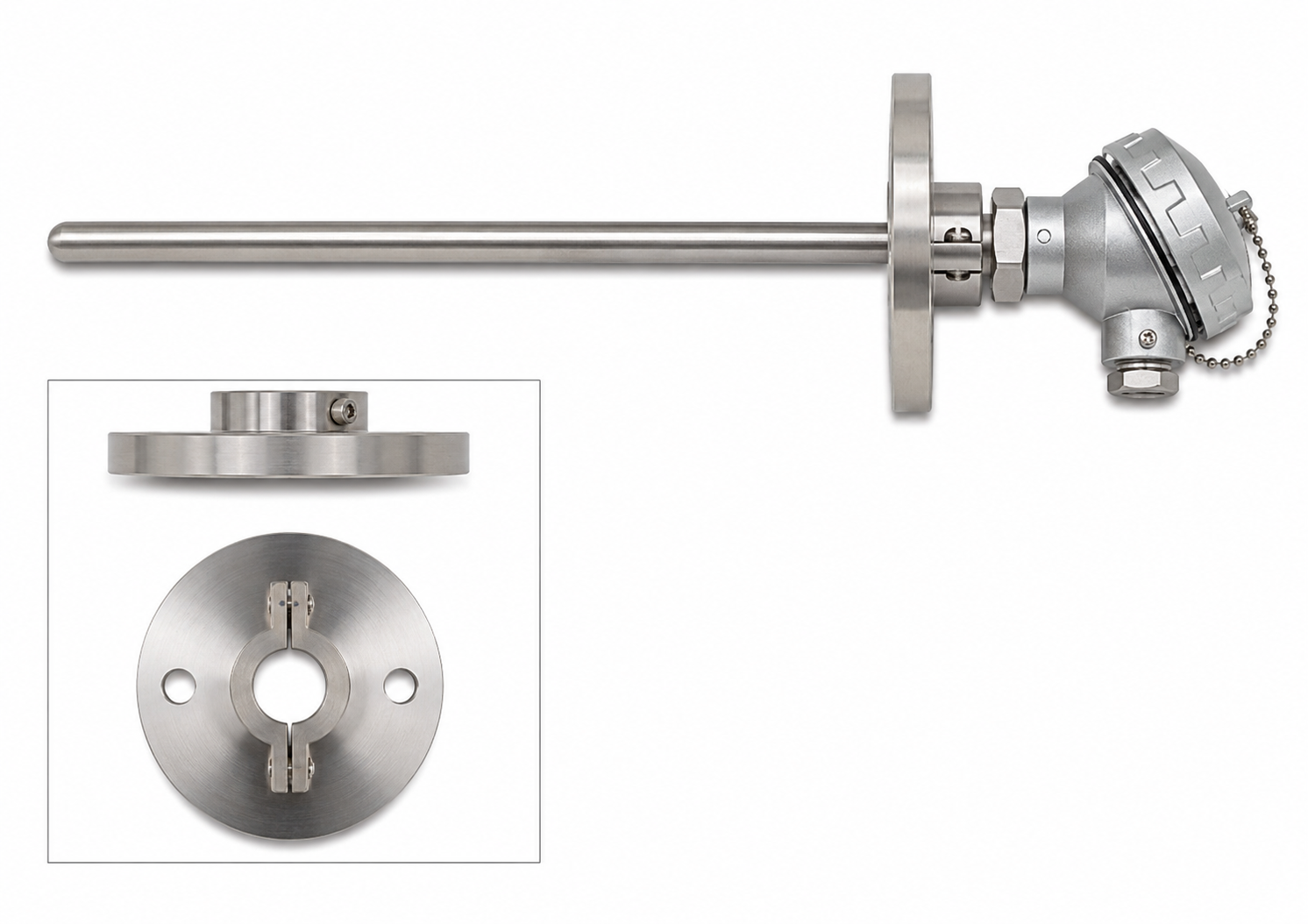 Termoresistência PT-100 Cabeçote com Flange Ajustável Metratherm